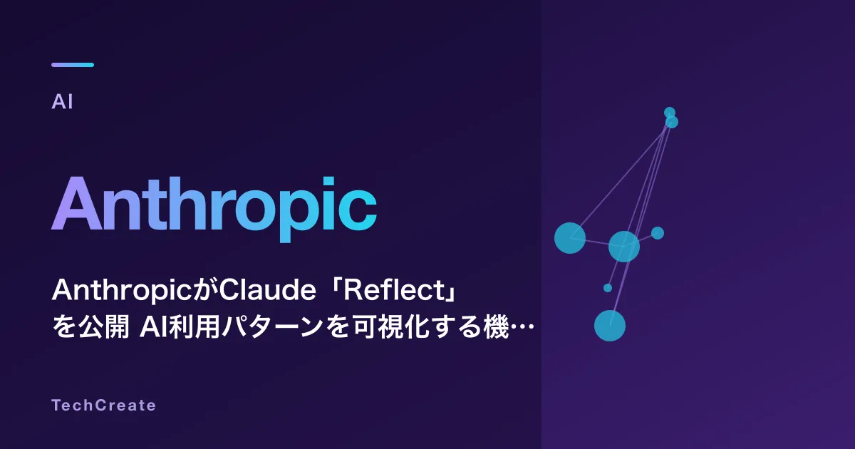 AnthropicがClaude「Reflect」を公開——AI利用パターンを可視化する機能が示す「人間とAIの適切な距離」