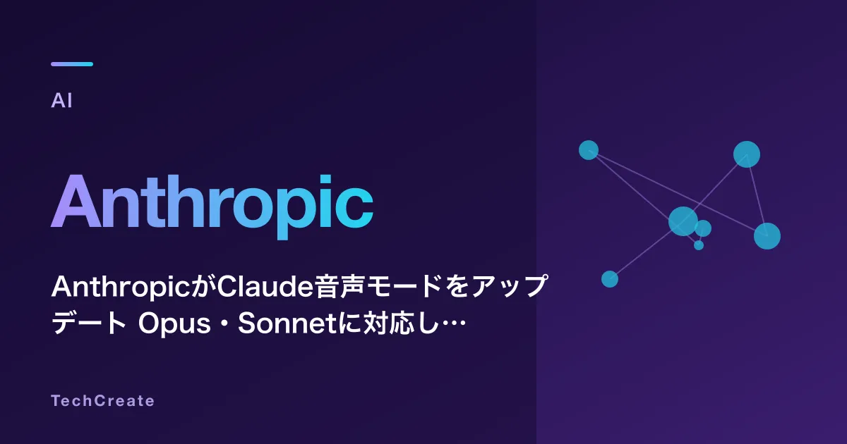 AnthropicがClaude音声モードをアップデート——Opus・Sonnetに対応し、GmailやSlackとのクロスアプリ自動化も解禁