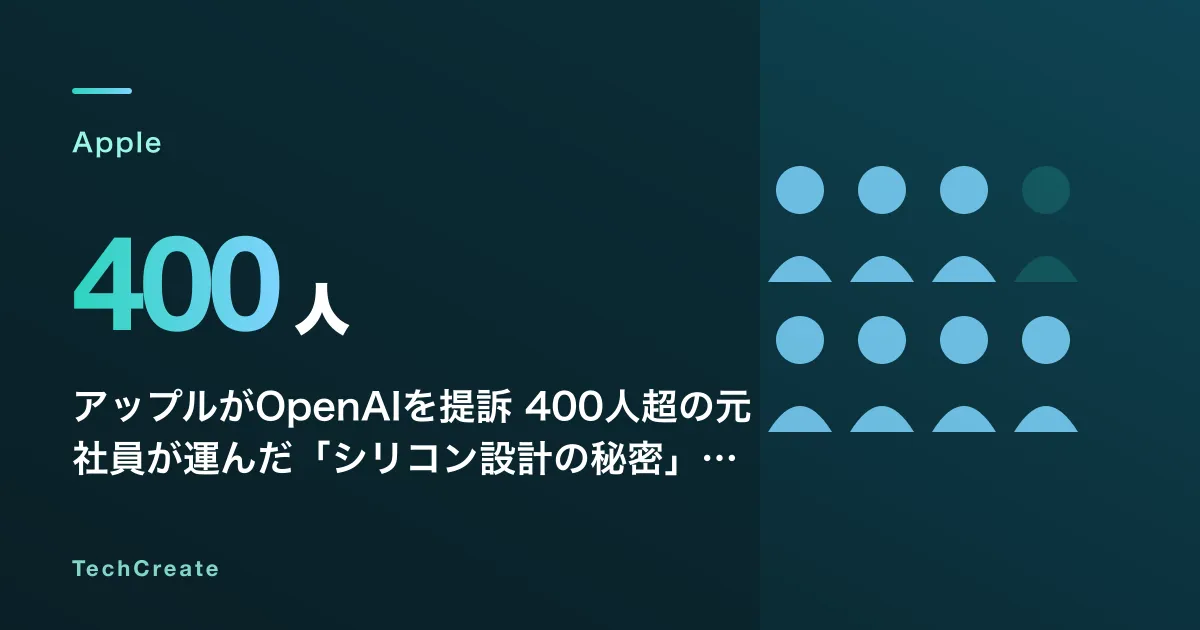 アップルがOpenAIを提訴——400人超の元社員が運んだ「シリコン設計の秘密」と「show and tell」採用の実態