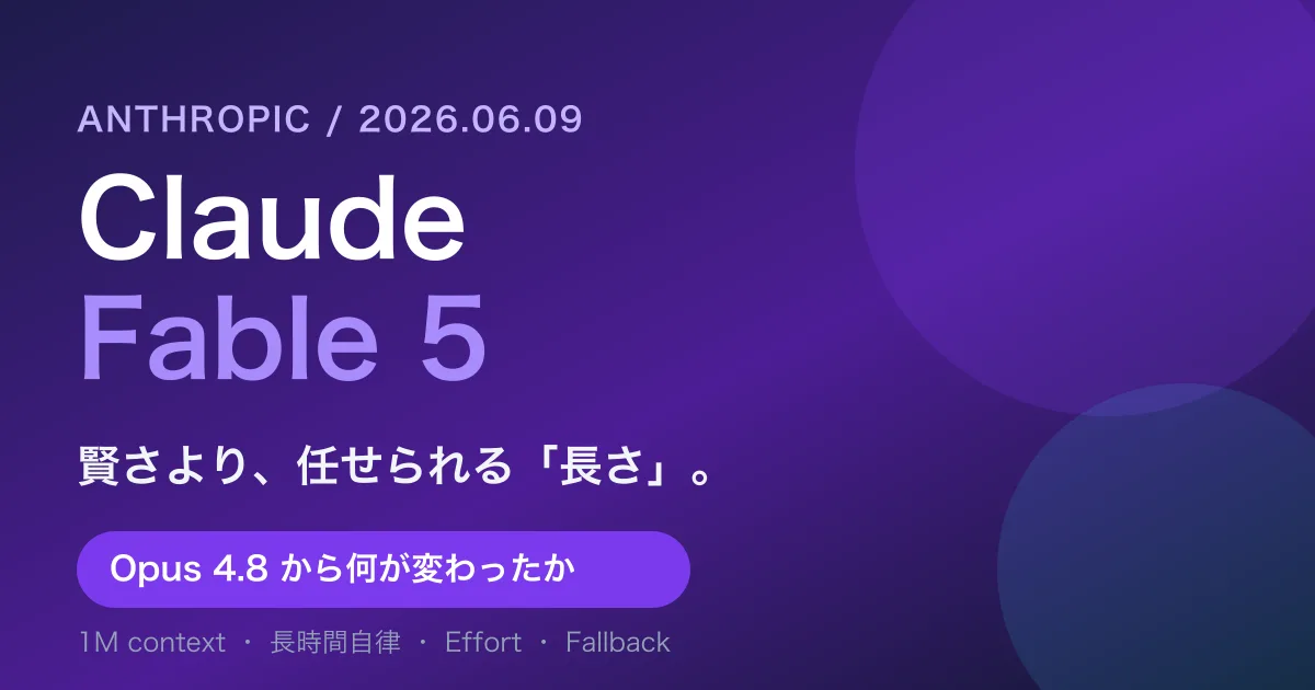 Claude Fable 5とは? 賢さより「任せられる長さ」──Opus 4.8から何が変わったか