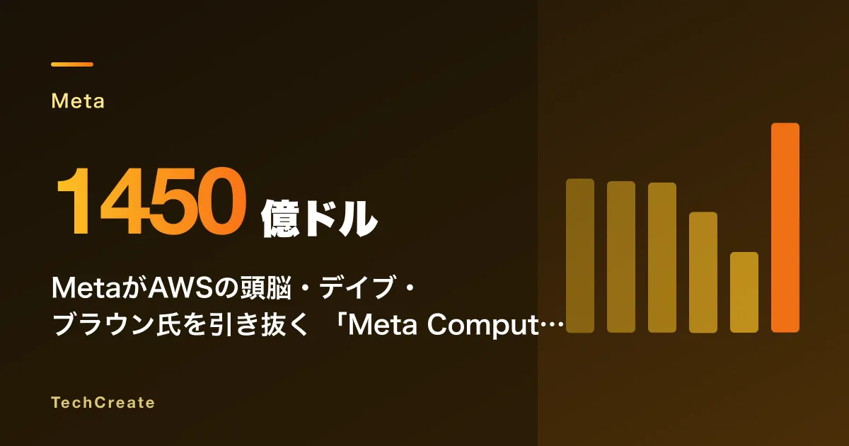 MetaがAWSの頭脳・デイブ・ブラウン氏を引き抜く——「Meta Compute」でZuckerbergが狙う1450億ドルの投資回収