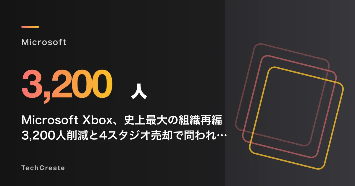 Microsoft Xbox、史上最大の組織再編——3,200人削減と4スタジオ売却で問われるゲーム産業の分岐点