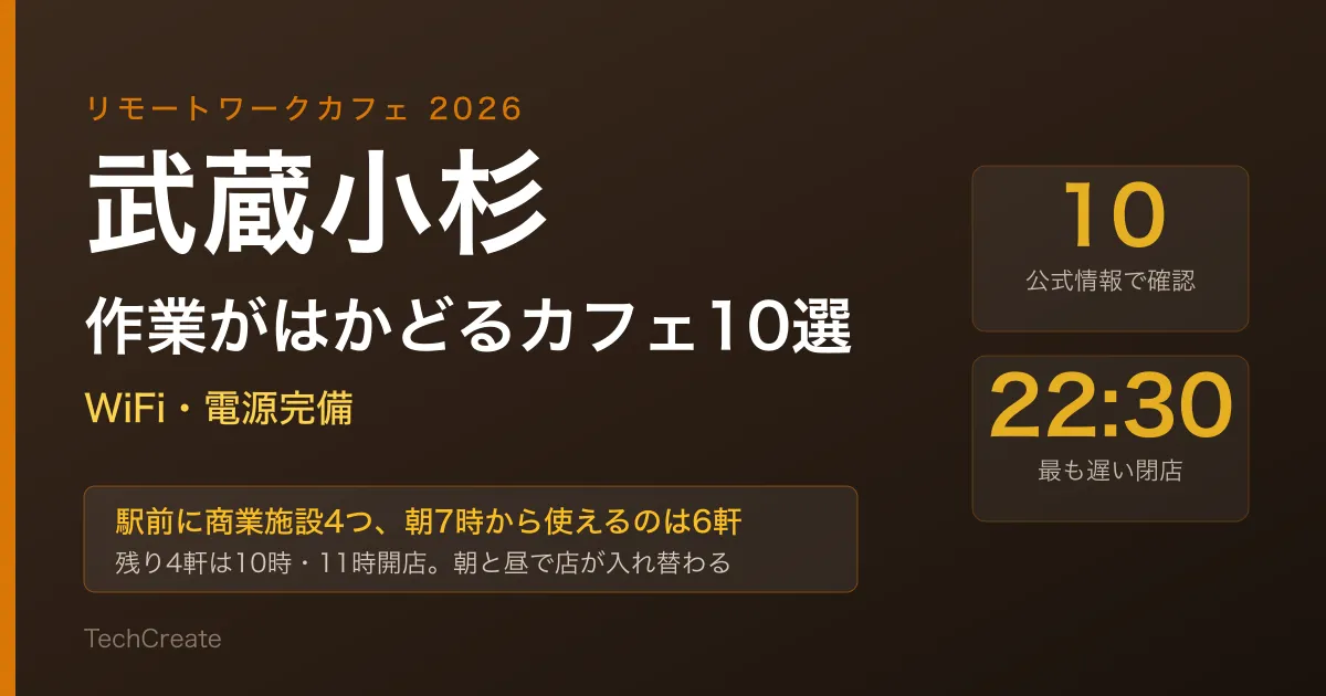【2026年最新】武蔵小杉でリモートワークにおすすめのカフェ10選|WiFi・電源完備