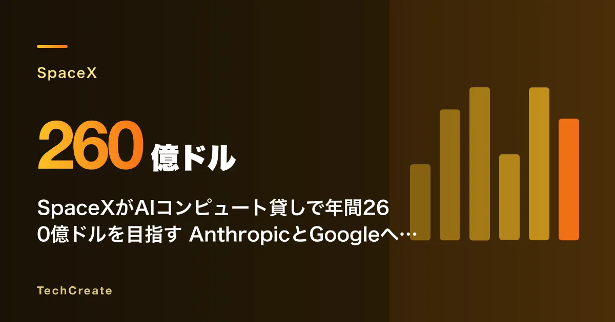 SpaceXがAIコンピュート貸しで年間260億ドルを目指す——AnthropicとGoogleへの供給契約が示す「ロケット会社の次の稼ぎ方」