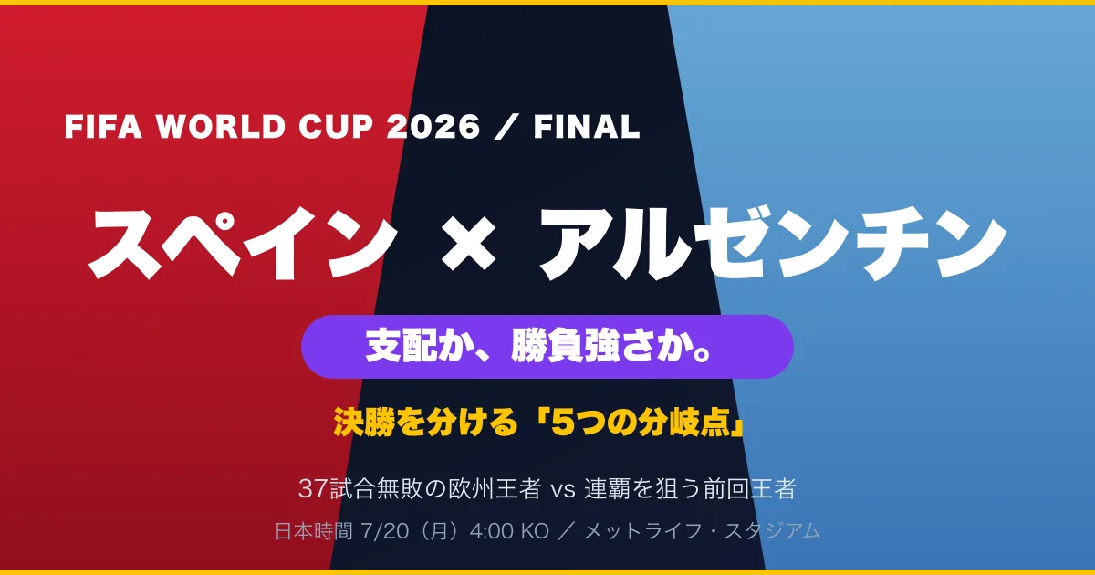 37試合無敗の「支配」か、王者の「勝負強さ」か。W杯決勝スペイン対アルゼンチンを制する5つの分岐点