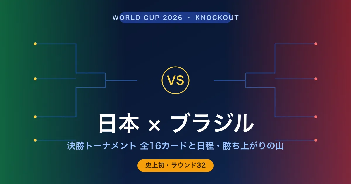 W杯2026 決勝トーナメント完全ガイド｜日本はブラジルと初戦激突、全16カードと日程・勝ち上がりの山を読む