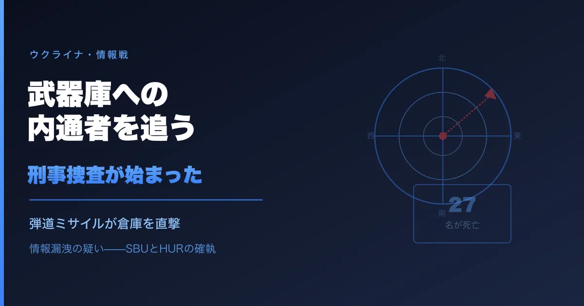 ゼレンスキーが武器庫攻撃で内通者を捜査させている。二十七人が死んだ夜の話